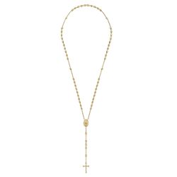 27 Inch 14K Yellow Gold Cross Rosary Solid Men's Link Chain Necklace