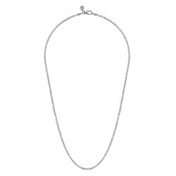 22 Inch 14K White Gold Hollow Men's Link Chain Necklace