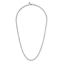 22 Inch 14K White Gold Hollow Men's Wheat Chain Necklace