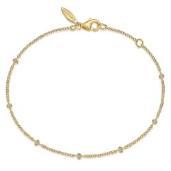 14K Yellow Gold Diamond Stations Chain Bracelet