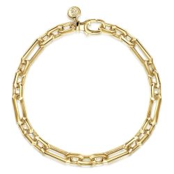 14K Yellow Gold Hollow Figaro Chain Bracelet