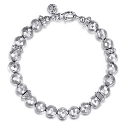 8mm Sterling Silver Faceted Bead Bracelet