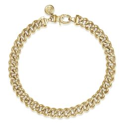6mm14K Yellow Gold Solid Mens Link Chain Bracelet