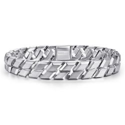 10mm 925 Sterling Silver Herringbone Men's Bracelet