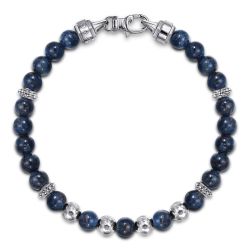 925 Sterling Silver and 6mm Pietersite Beaded Men's Bracelet