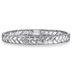 925 Sterling Silver 7mm Width Herringbone Mens Bracelet