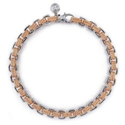 14K Rose-White Gold Two Tone Chain Bracelet