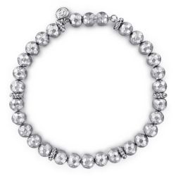 925 Sterling Silver Faceted Bead Bracelet
