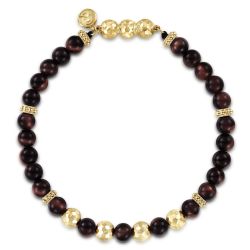 14K Yellow Gold and 6mm Tiger Eye Beaded Bracelet