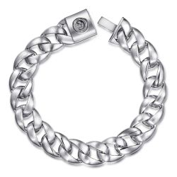 12mm Sterling Silver Flat Heavy Chain Bracelet