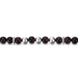 925 Sterling Silver 8mm Tiger Eye Faceted Bead Bracelet
