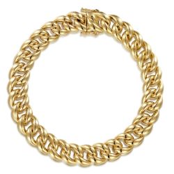 14K Yellow Gold 10mm Width Classic Plain Men's Cuban Bracelet