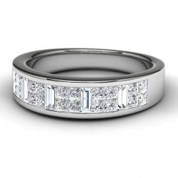 14k White Gold Pave Wedding Band Front View