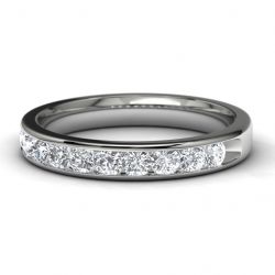 14k White Gold Channel Set Wedding Band Front View