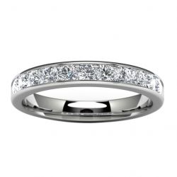 14k White Gold Channel Set Wedding Band Top View