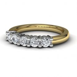 14k Yellow Gold Side Stone Wedding Band Front View
