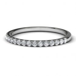 14k White Gold Round Side Stone Anniversary Band Front View