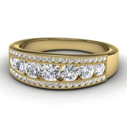 14k Yellow Gold Diamond Wedding Band Front View