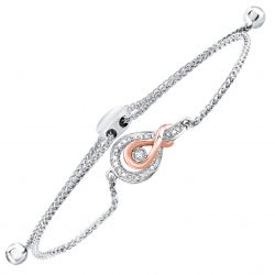 Infinity Love Knot Diamond Bolo Bracelet - Adjustable