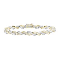 14kt White and Yellow Gold Diamond Bracelet 3ctw