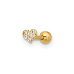 Cadenza 14k 18 Gauge CZ Heart Labret/Face Jewelry
