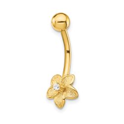Viora 14k 14 Gauge CZ Flower Belly Ring