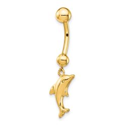 Astra 14k 14 Gauge Dolphin Dangle Belly Ring