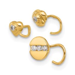 Seraph 14K 22 Gauge CZ Heart, Flower, and Circle Nose Post Set