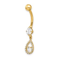 Solea 14K 14 Gauge CZ Teardrop Dangle Belly Ring