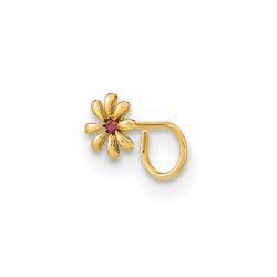 Aurayne 14K 22 Gauge Flower and CZ Nose Ring Body Jewelry
