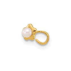  14K 22 Gauge Flower Freshwater Cultured Pearl Nose Ring Body Jewelry
