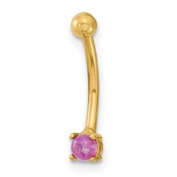 Luzine 14K 16 Gauge with Pink CZ Eyebrow Ring Body Jewelry
