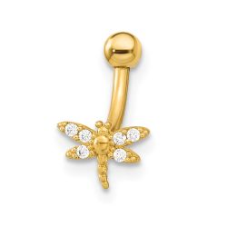 Velora 14K 14 Gauge Dragonfly CZ Eyebrow Ring Body Jewelry