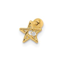 Orion 14k 18 Gauge CZ Star Labret Stud