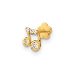 Aurayne 14K 18 Gauge Music Note and CZ Cartilage Body Jewelry