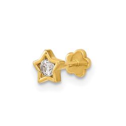 Vesper 14K 18 Gauge Star and CZ Cartilage Body Jewelry
