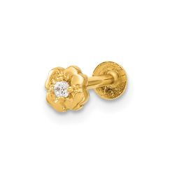 Lyra 14K 18 Gauge Flower CZ Cartilage Body Jewelry