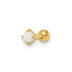 Lyra 14k 16 Gauge Created Opal Labret Stud