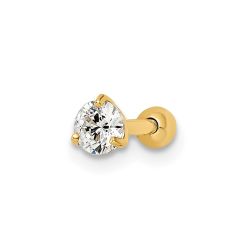 Caldera 14k 16 Gauge Round CZ Labret Stud