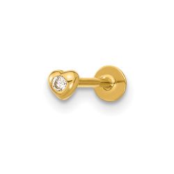 Solenne 14K 18 Gauge CZ Heart Labret/Face Body Jewelry