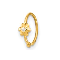 Orion 14K 18 Gauge Hoop with CZ Nose Ring Body Jewelry