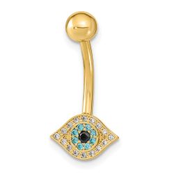 Orion 14K 14 Gauge Eye CZ Belly/Navel Ring Body Jewelry