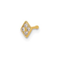 Novelle 14k 22 Gauge Polished CZ Diamond Shaped Nose Stud