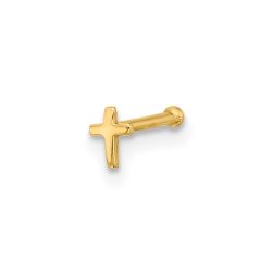 Eros 14K 20 Gauge Polished Cross Nose Stud