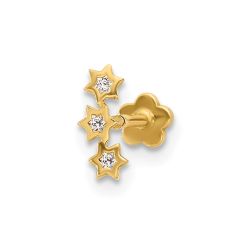 Lumine 14K 18 Gauge CZ Stars Screwback Cartilage Body Jewelry