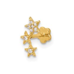 Orion 14K 18 Gauge Polished CZ Stars Cartilage Body Jewelry