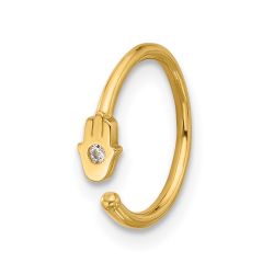 Seraph 14K 20 Gauge Polished CZ Hamsa Nose Ring