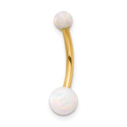 Luzine 14K 14 Gauge Polished Created Opal Navel/Belly Ring