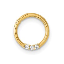 Vesper 14K 16 Gauge Polished CZ Hinged Cartilage Ring