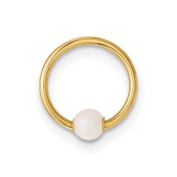 Mirelle 14K 18 Gauge Polished Imitation Pearl Cartilage Ring